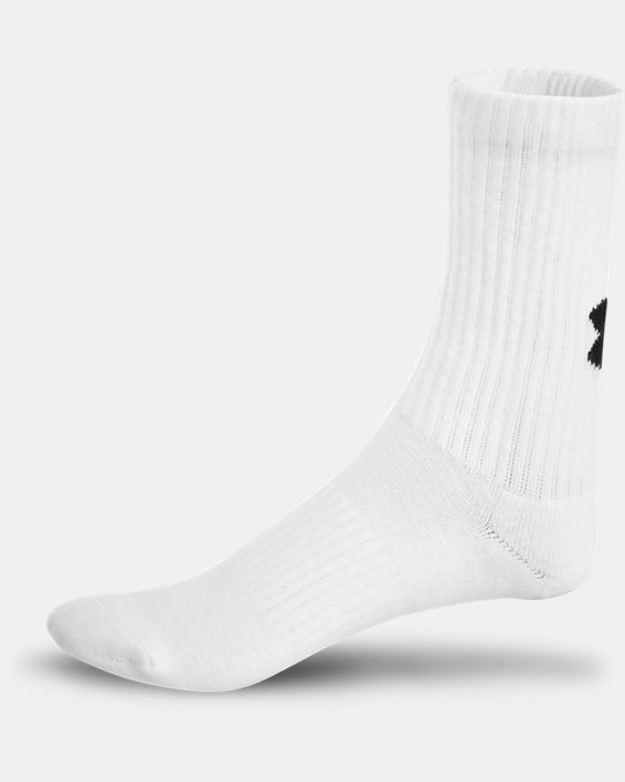 ถุงเท้าข้อสูงปานกลาง UA Core ยูนิเซ็กส์ แพ็ก 3 คู่ in White image number 1